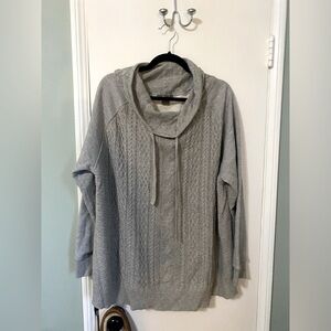 Natural Reflections 1X cowl neck sweater gray knit